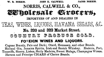 1852 - W. B Norris now associated with Norris, Calwell & Co.